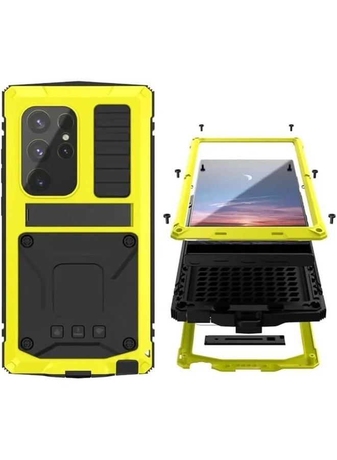 Black Shockproof Rugged Metal Phone Case For Samsung Galaxy S23 Plus - Image 1